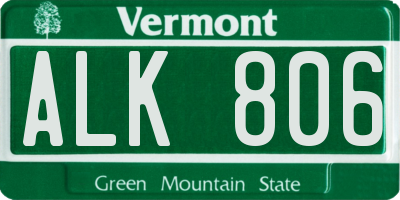 VT license plate ALK806