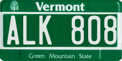 VT license plate ALK808