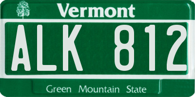 VT license plate ALK812