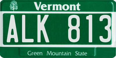 VT license plate ALK813