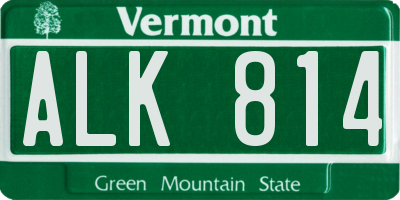 VT license plate ALK814