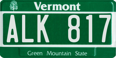 VT license plate ALK817