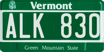 VT license plate ALK830