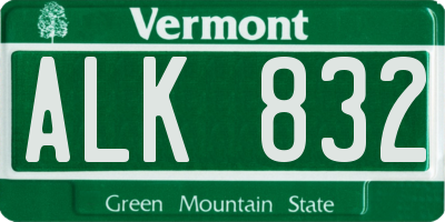 VT license plate ALK832