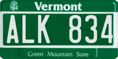 VT license plate ALK834