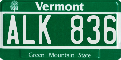 VT license plate ALK836