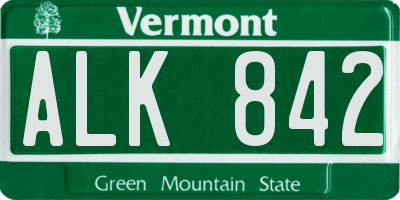 VT license plate ALK842