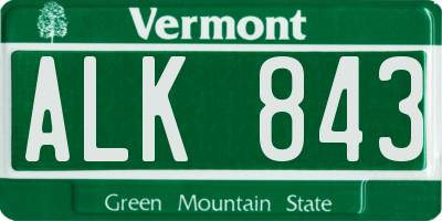 VT license plate ALK843