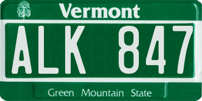 VT license plate ALK847