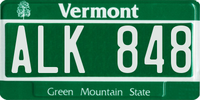 VT license plate ALK848