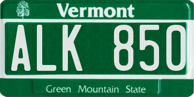 VT license plate ALK850