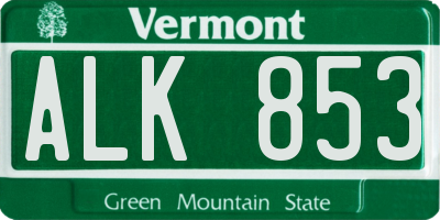 VT license plate ALK853