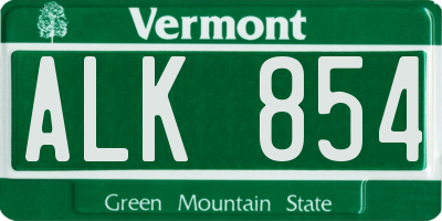 VT license plate ALK854