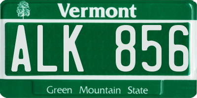 VT license plate ALK856