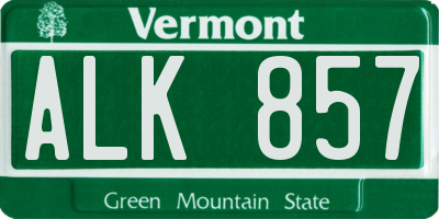 VT license plate ALK857