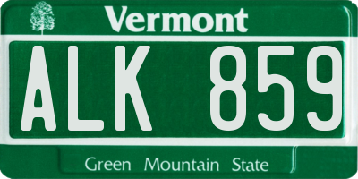 VT license plate ALK859
