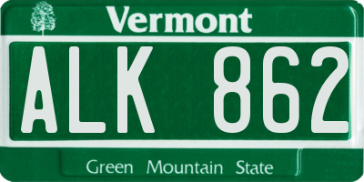 VT license plate ALK862