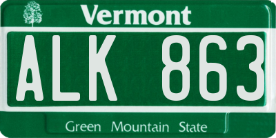 VT license plate ALK863