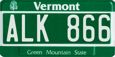 VT license plate ALK866