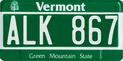 VT license plate ALK867