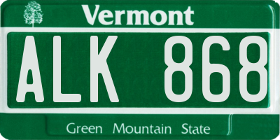 VT license plate ALK868