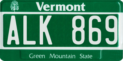 VT license plate ALK869