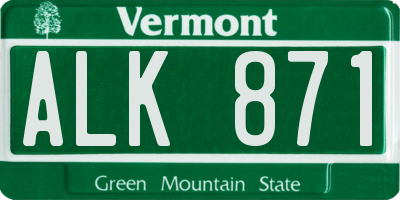 VT license plate ALK871
