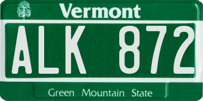 VT license plate ALK872