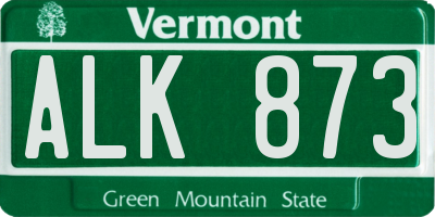 VT license plate ALK873