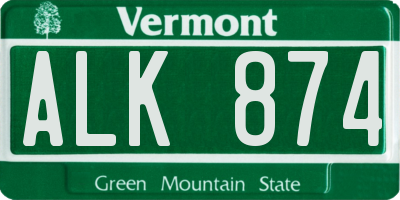 VT license plate ALK874