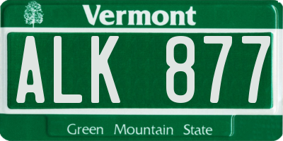 VT license plate ALK877