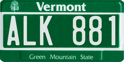 VT license plate ALK881