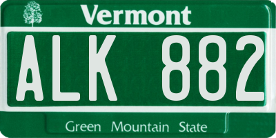 VT license plate ALK882