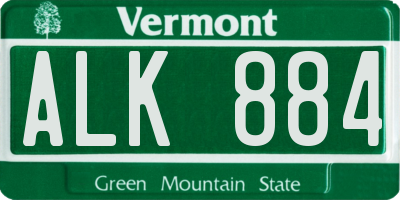 VT license plate ALK884