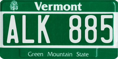 VT license plate ALK885