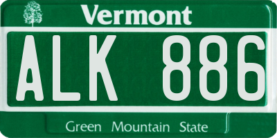 VT license plate ALK886