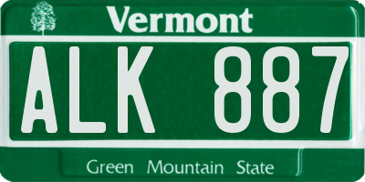 VT license plate ALK887