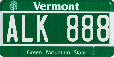 VT license plate ALK888