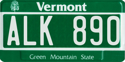 VT license plate ALK890