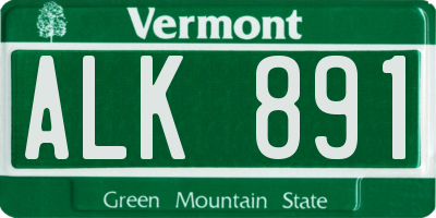 VT license plate ALK891
