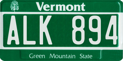 VT license plate ALK894