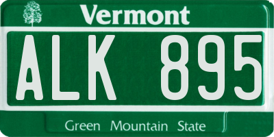 VT license plate ALK895