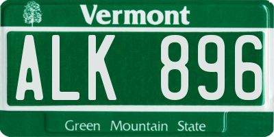 VT license plate ALK896