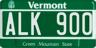 VT license plate ALK900