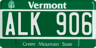VT license plate ALK906