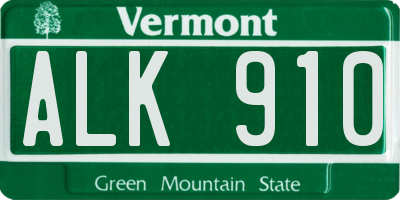 VT license plate ALK910