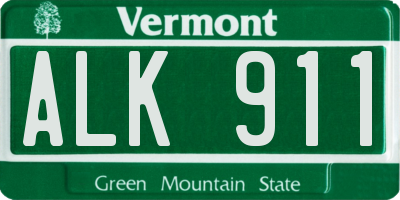 VT license plate ALK911