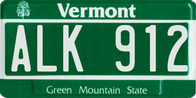 VT license plate ALK912