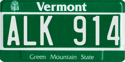 VT license plate ALK914