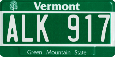 VT license plate ALK917